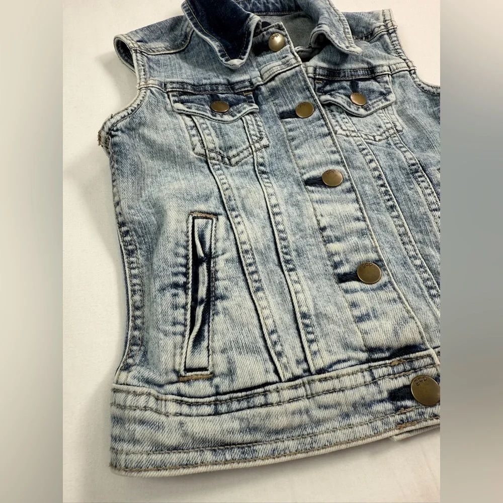 GAPKIDS Girls' Acid Wash‎ Regular Fit Denim Vest Casual Fall Streetwear Size S